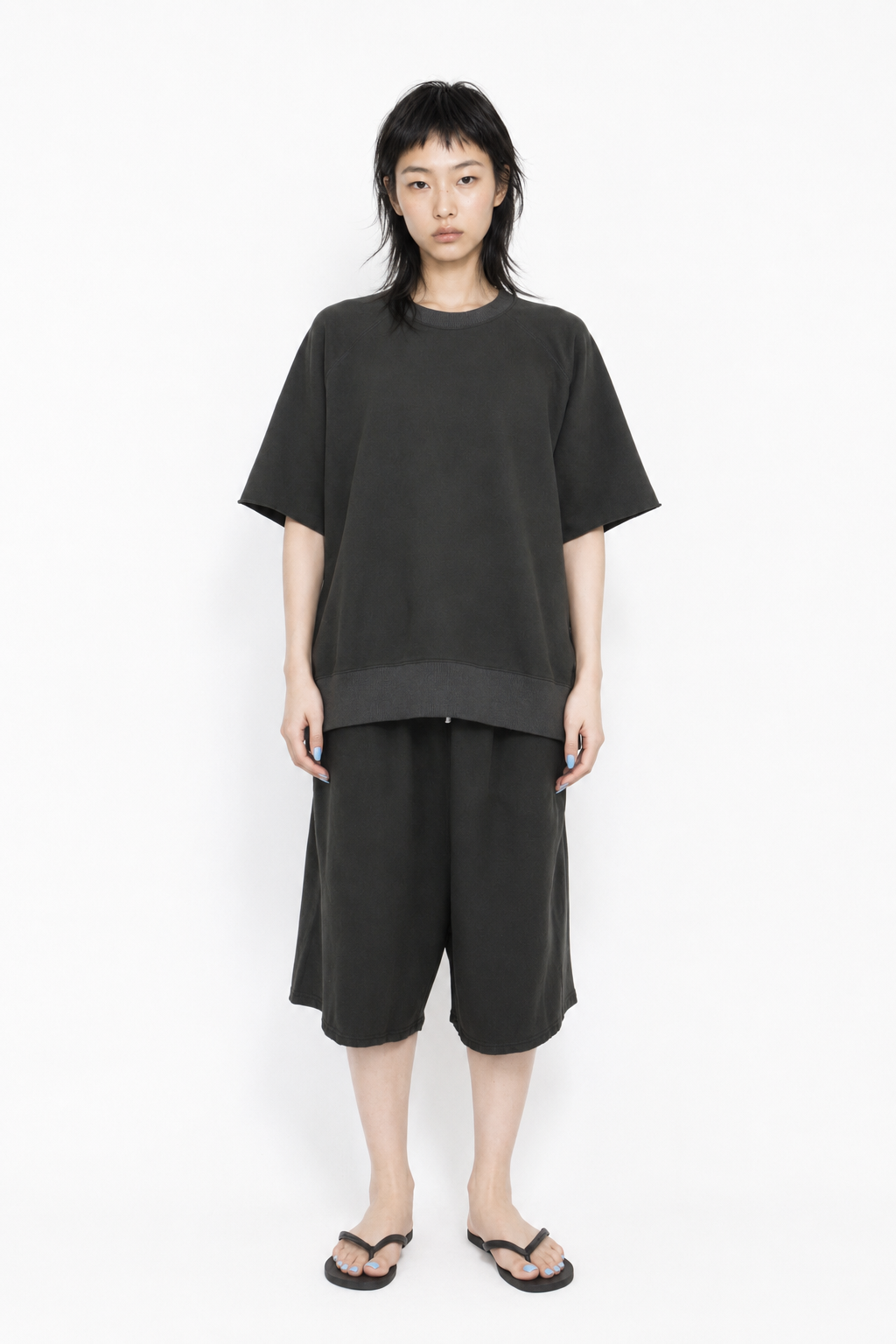 RAGLAN CUT SS SWEAT【A121】OFF BLACK