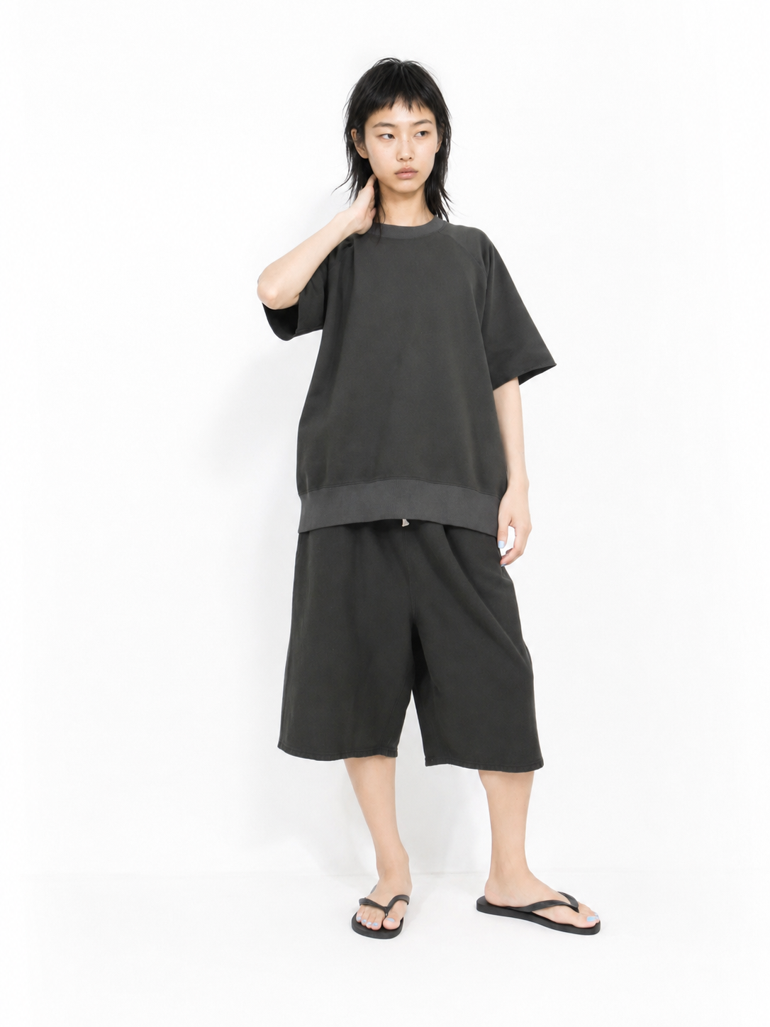 RAGLAN CUT SS SWEAT【A121】OFF BLACK