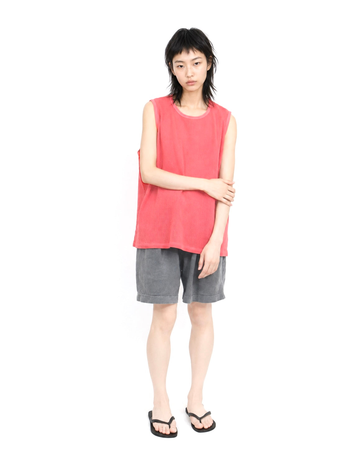 MESH SLEEVELESS【A100】SHABBY RED