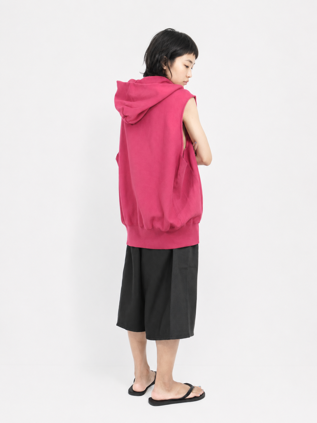 CUT SLEEVE HOODIE【A122】ROSE WINE