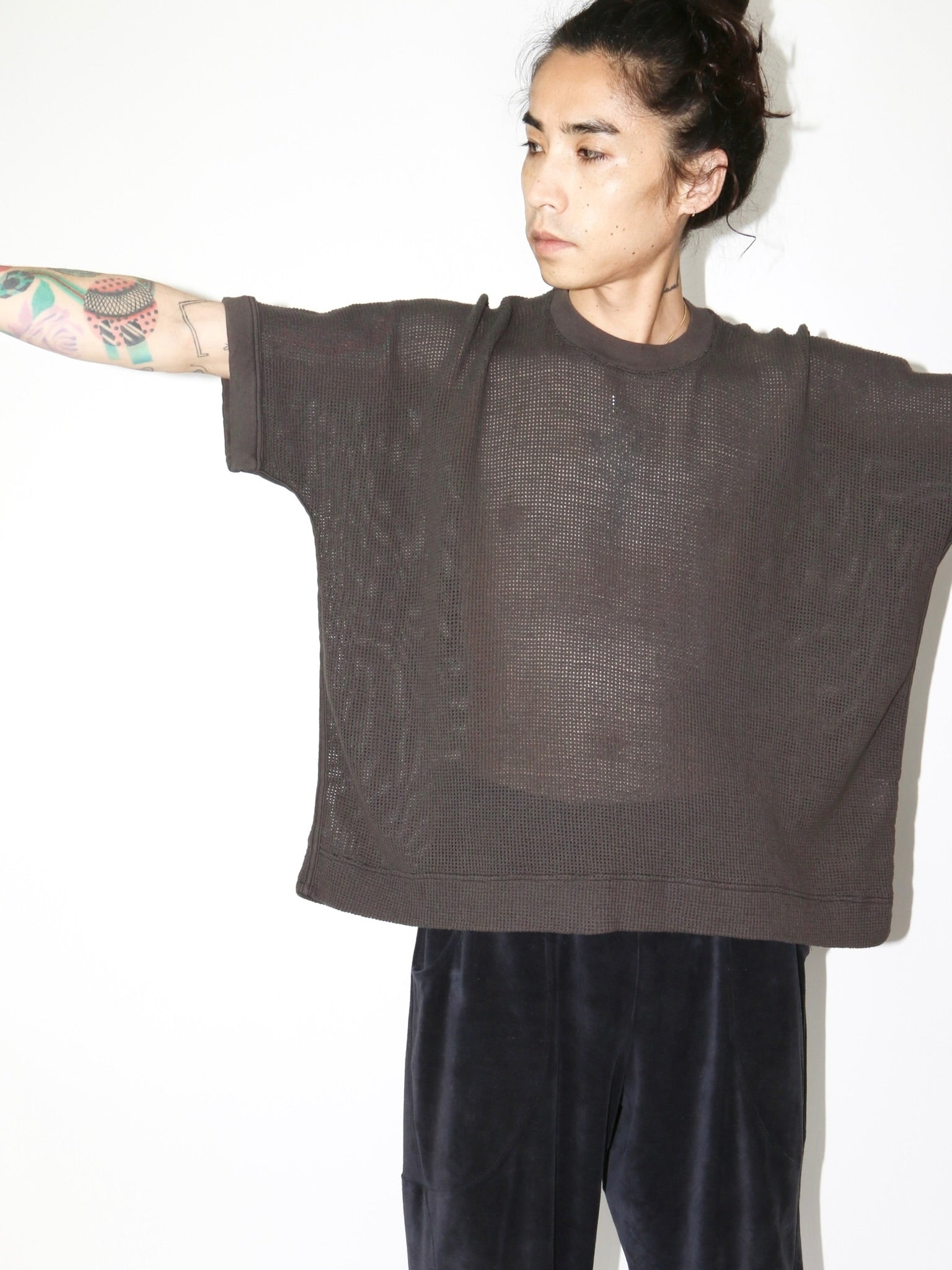 BASIC MESH TEE【O19TS5M】OFF BLACK