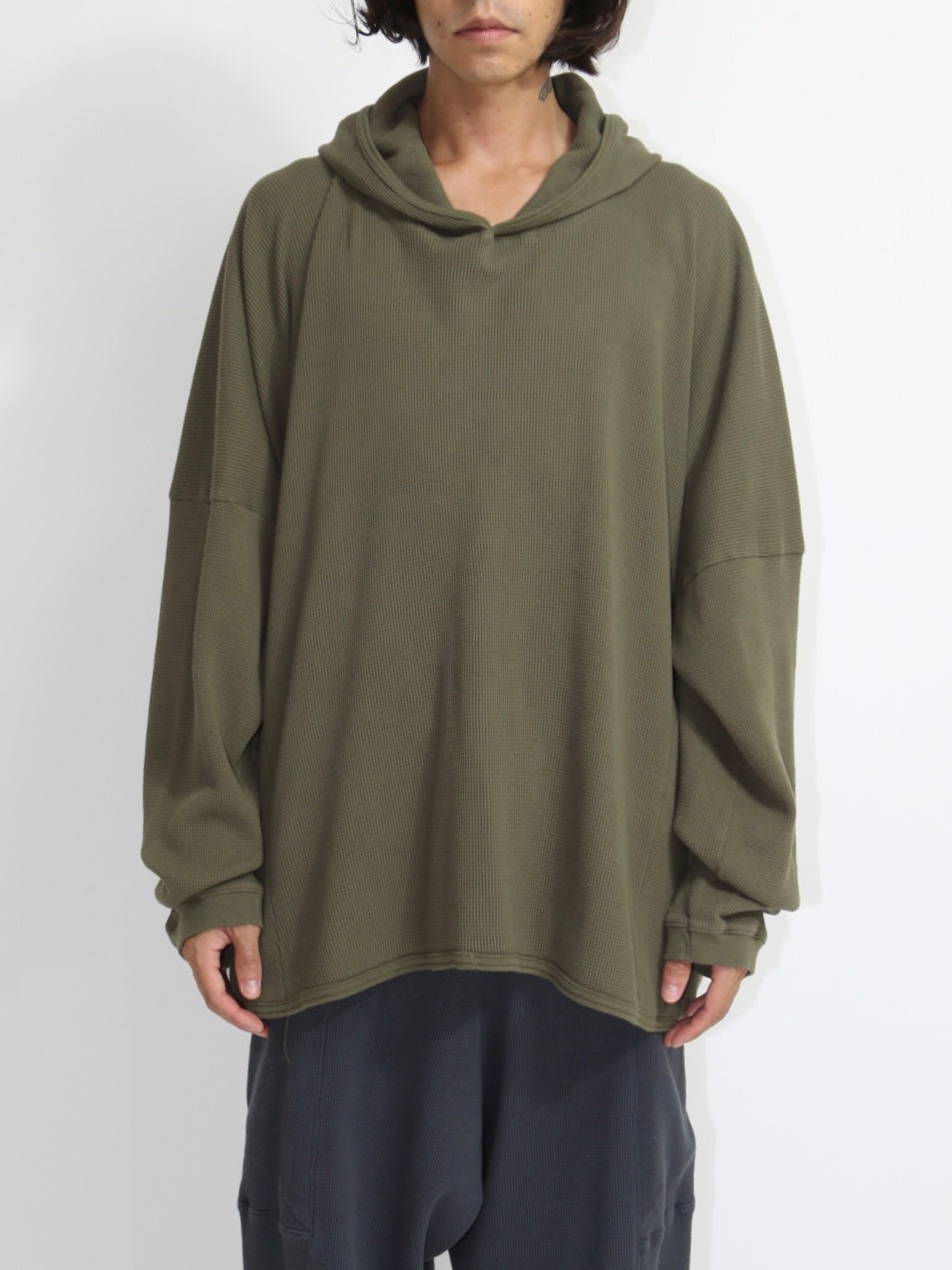 WIDE FIT HOODED WAFFLE【O20TS4】ARMY GREEN