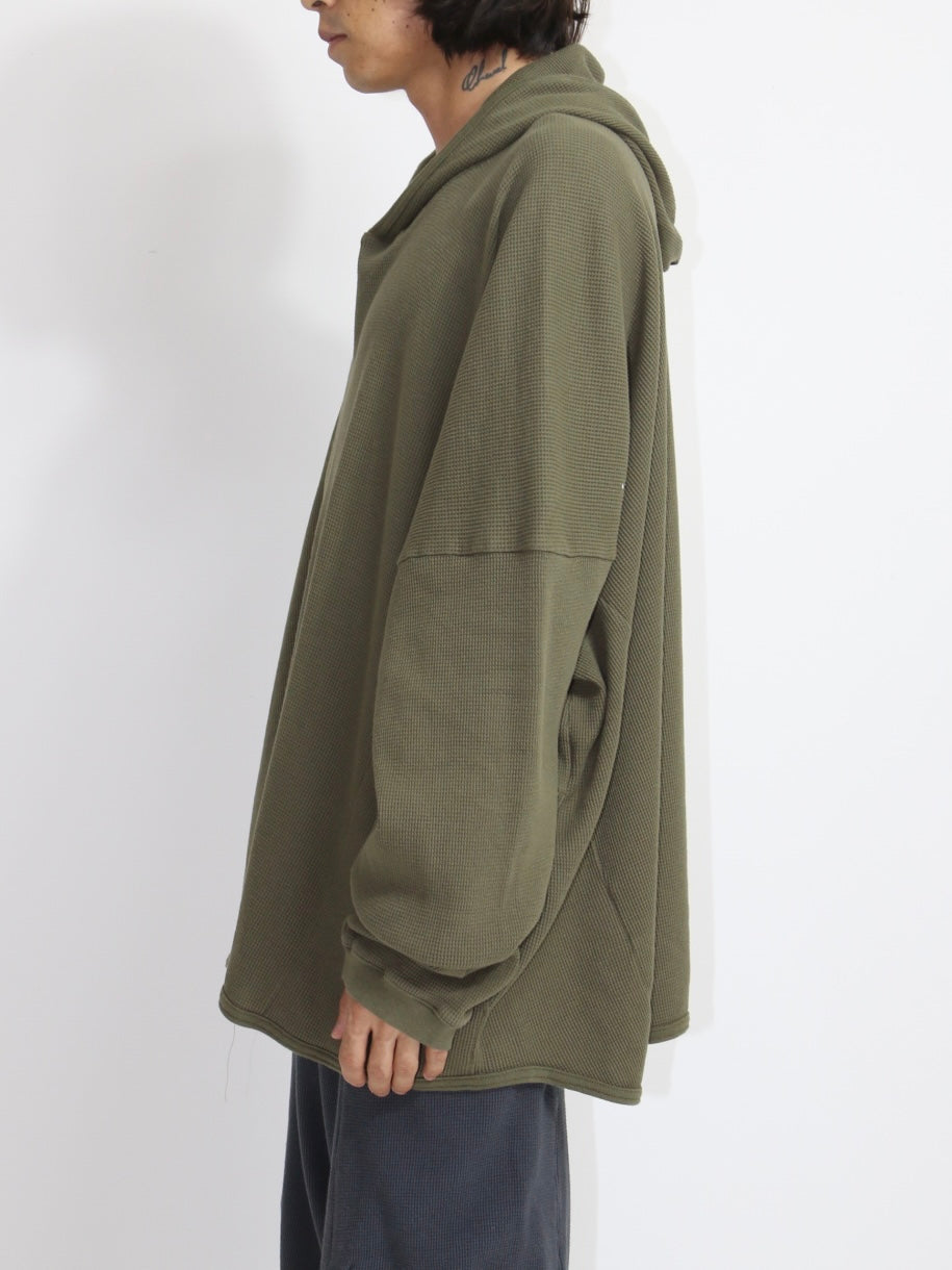WIDE FIT HOODED WAFFLE【O20TS4】ARMY GREEN