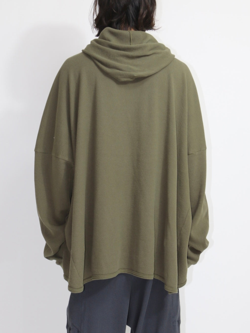 WIDE FIT HOODED WAFFLE【O20TS4】ARMY GREEN