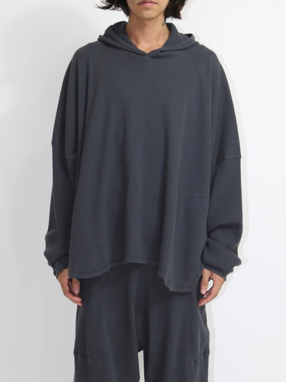 WIDE FIT HOODED WAFFLE【O20TS4】ANTHRACITE