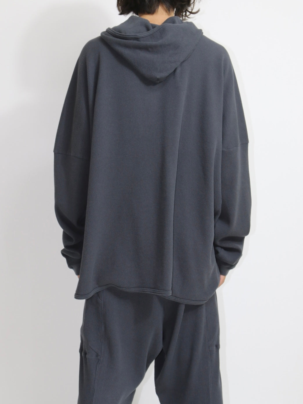 WIDE FIT HOODED WAFFLE【O20TS4】ANTHRACITE