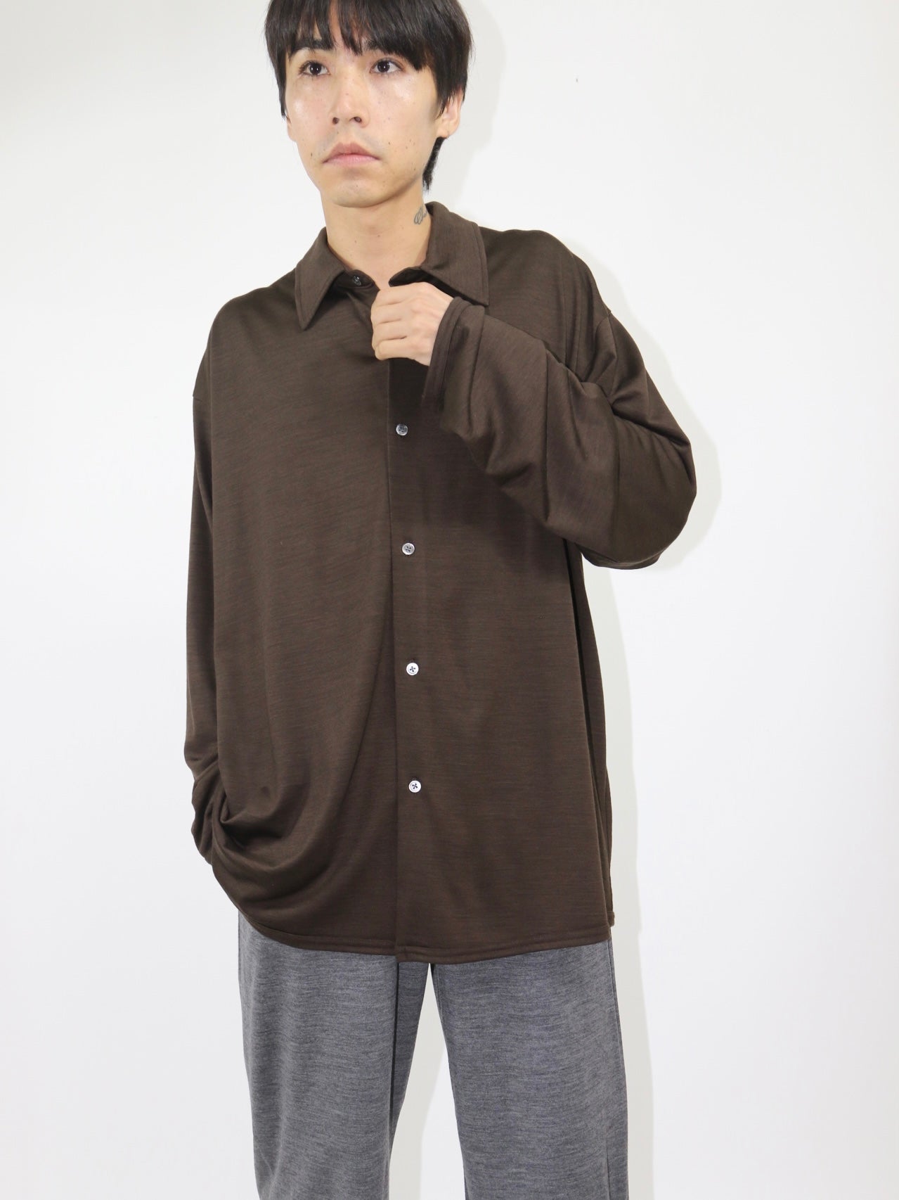 MERINO SHIRTS【A-109】DK BROWN
