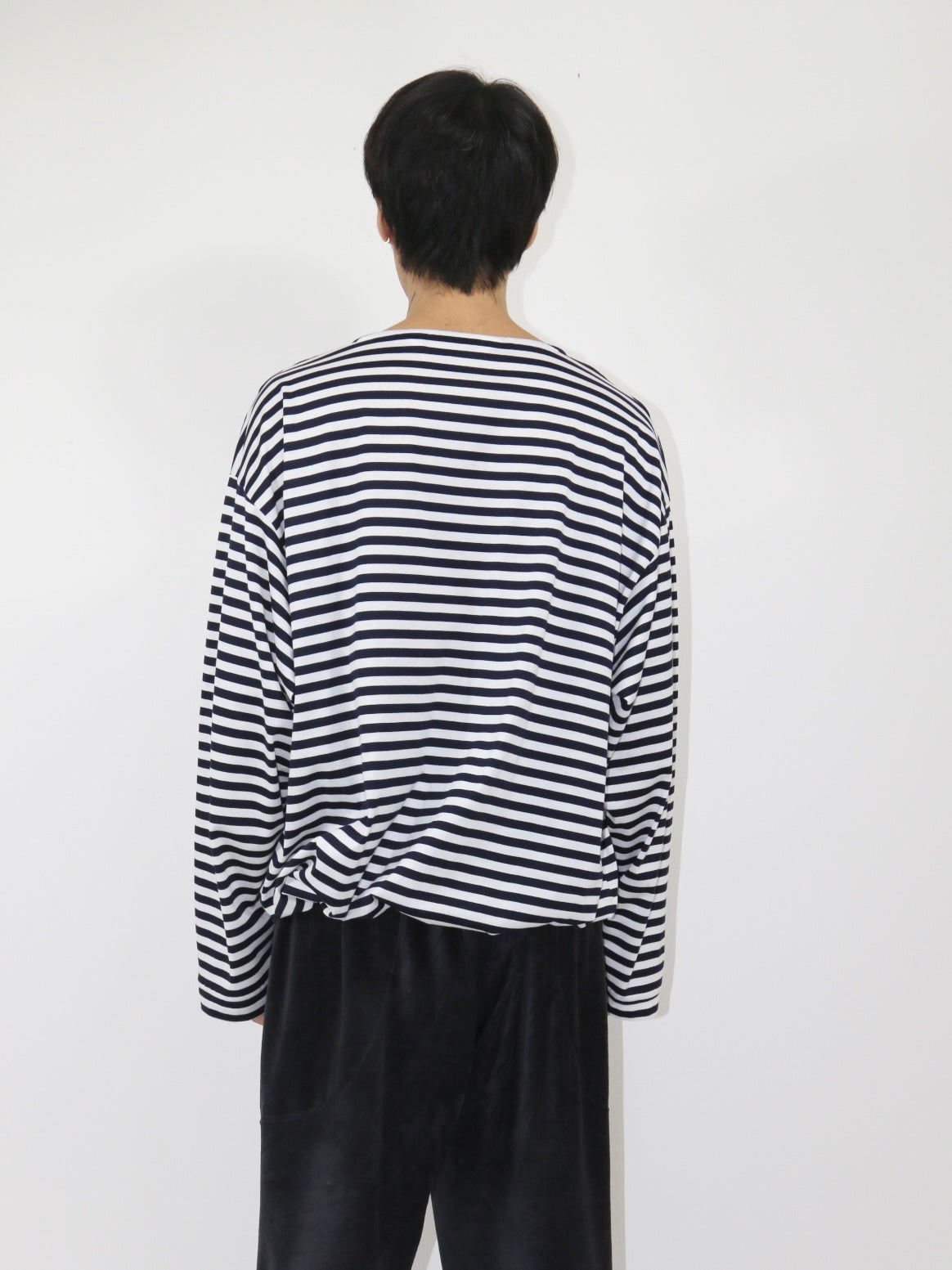 BALLOON BASUQUE TOP【A-106】WHITE/NAVY