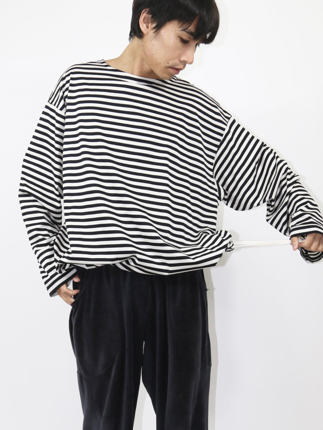 BALLOON BASUQUE TOP【A-106】ECRU/BLACK