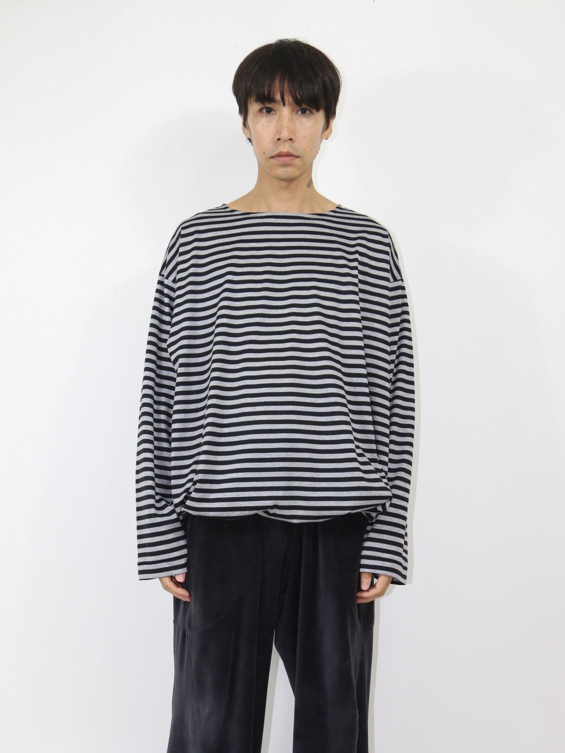 BALLOON BASUQUE TOP【A-106】BLACK/GREY