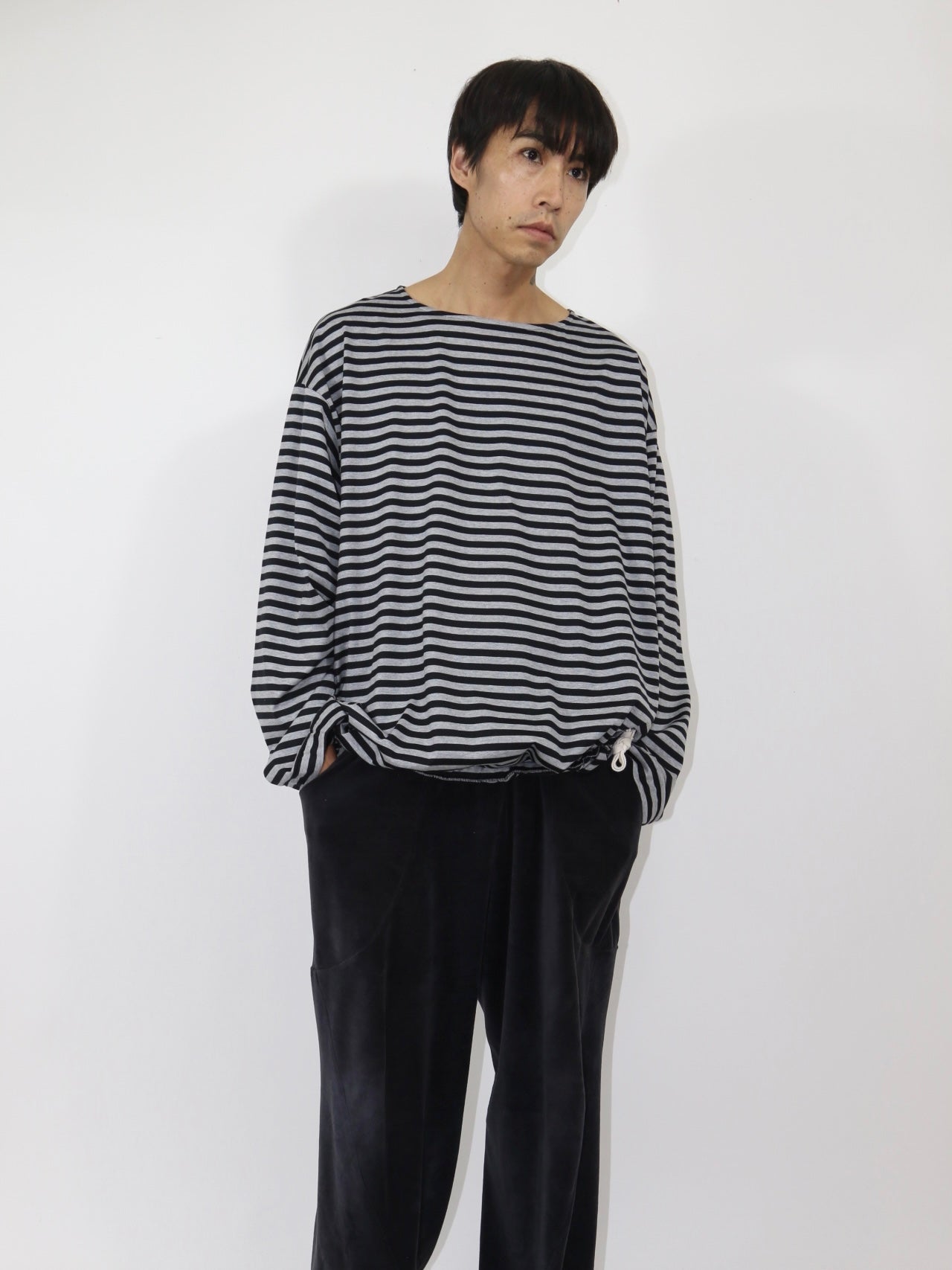BALLOON BASUQUE TOP【A-106】BLACK/GREY