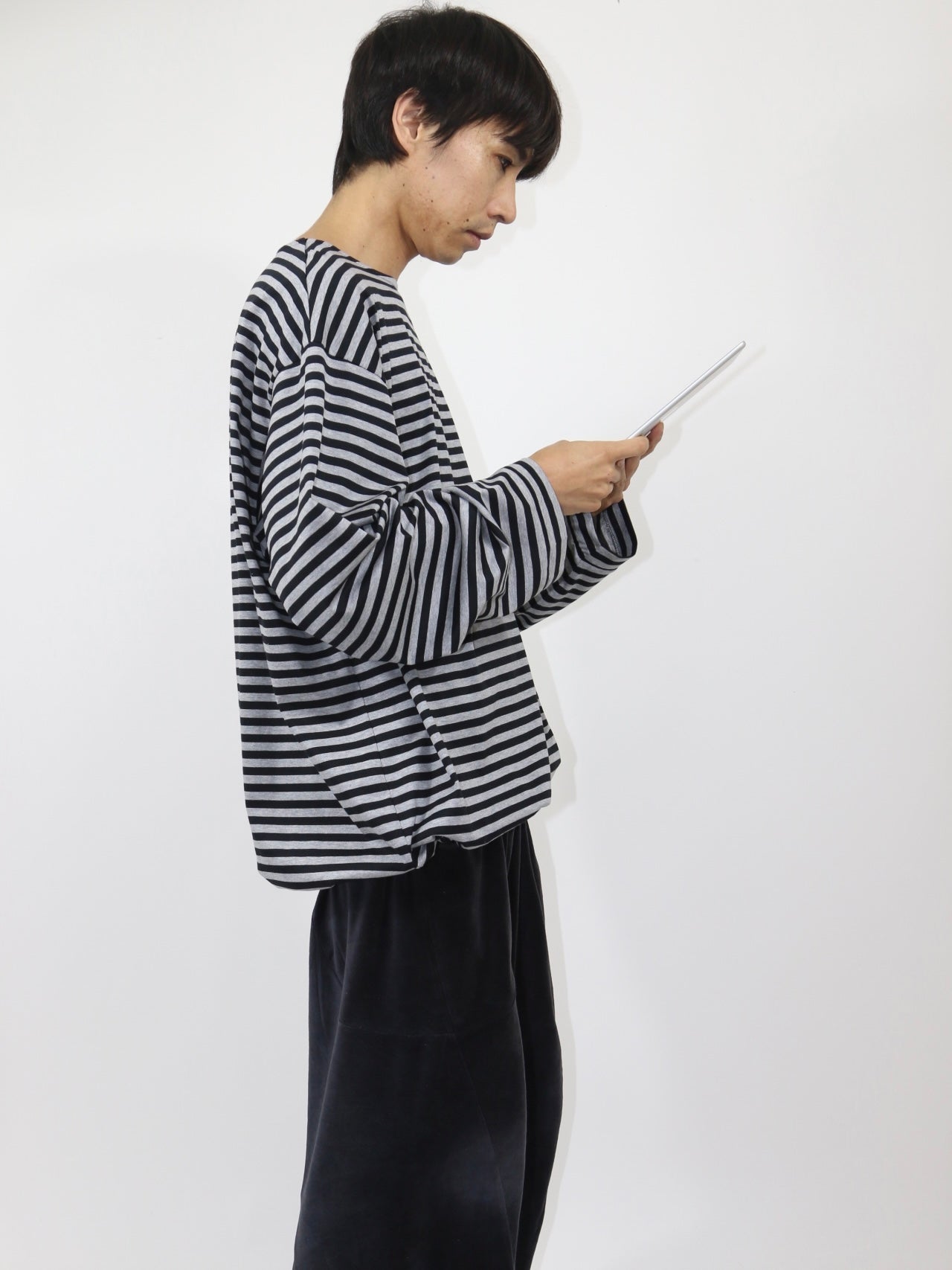 BALLOON BASUQUE TOP【A-106】BLACK/GREY