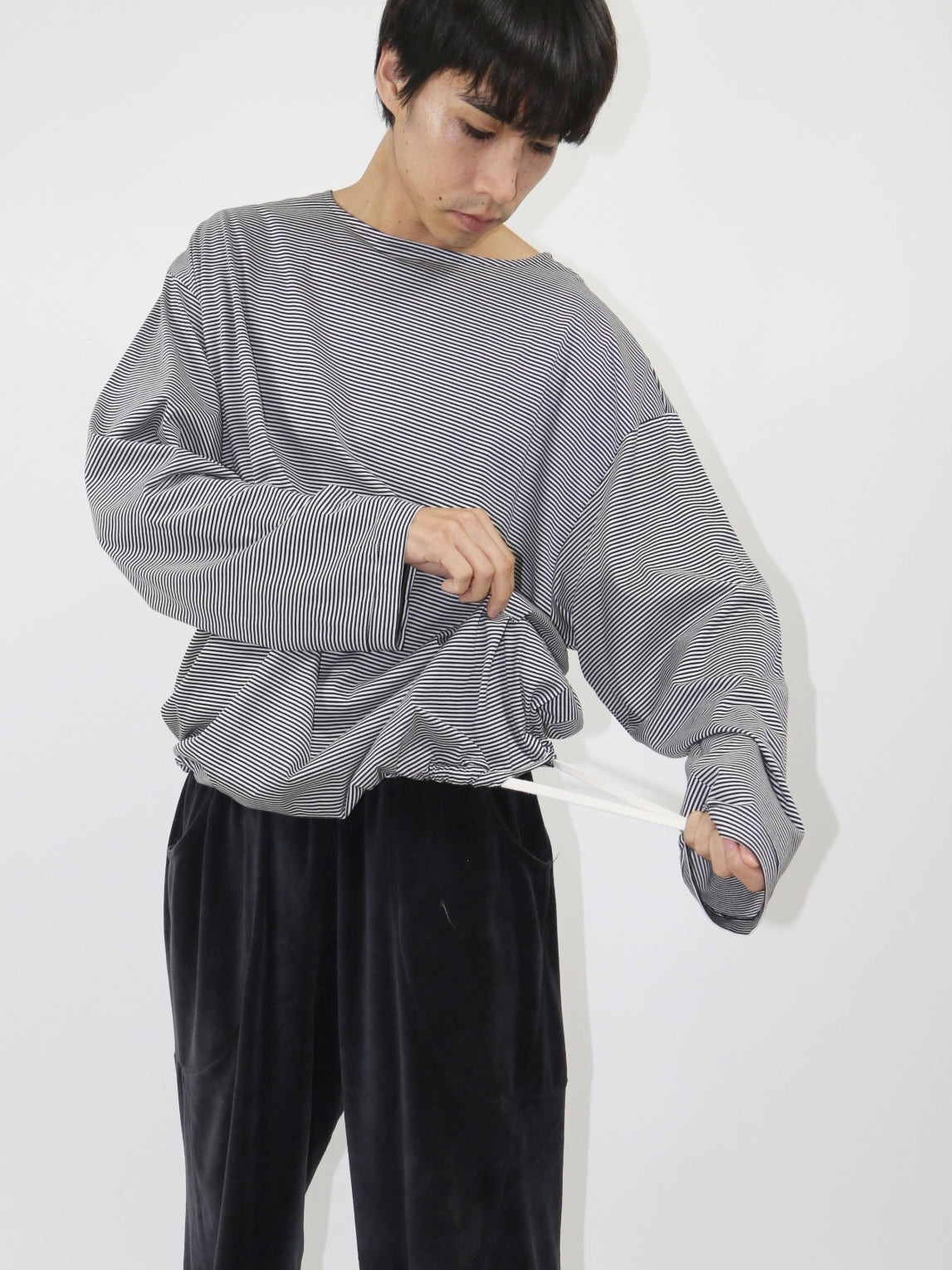 BALLOON BASUQUE TOP【A-106】ECRU/BLACK narrow