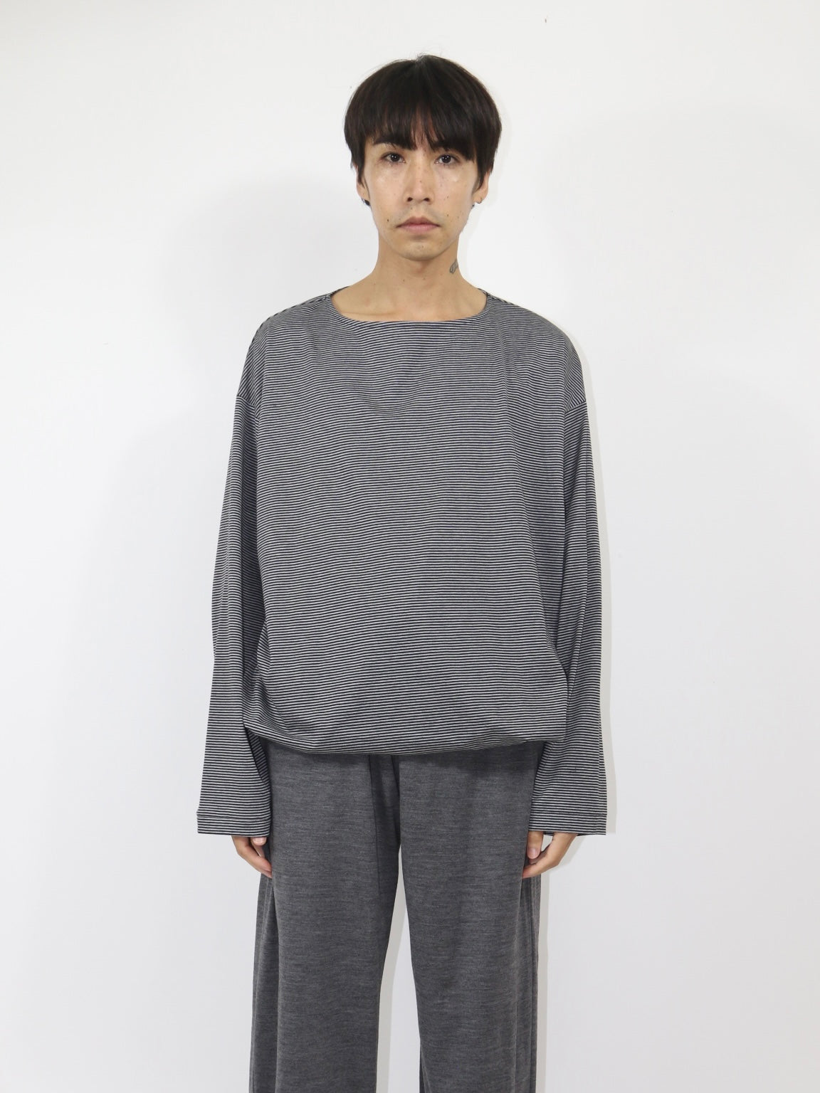 BALLOON BASUQUE TOP【A-106】BLACK/GREY narrow