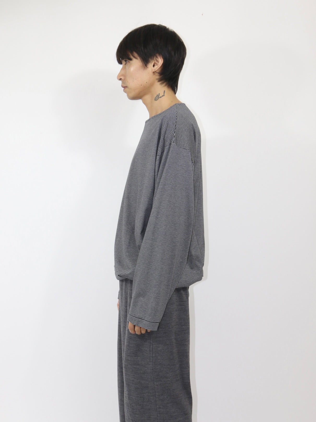 BALLOON BASUQUE TOP【A-106】BLACK/GREY narrow