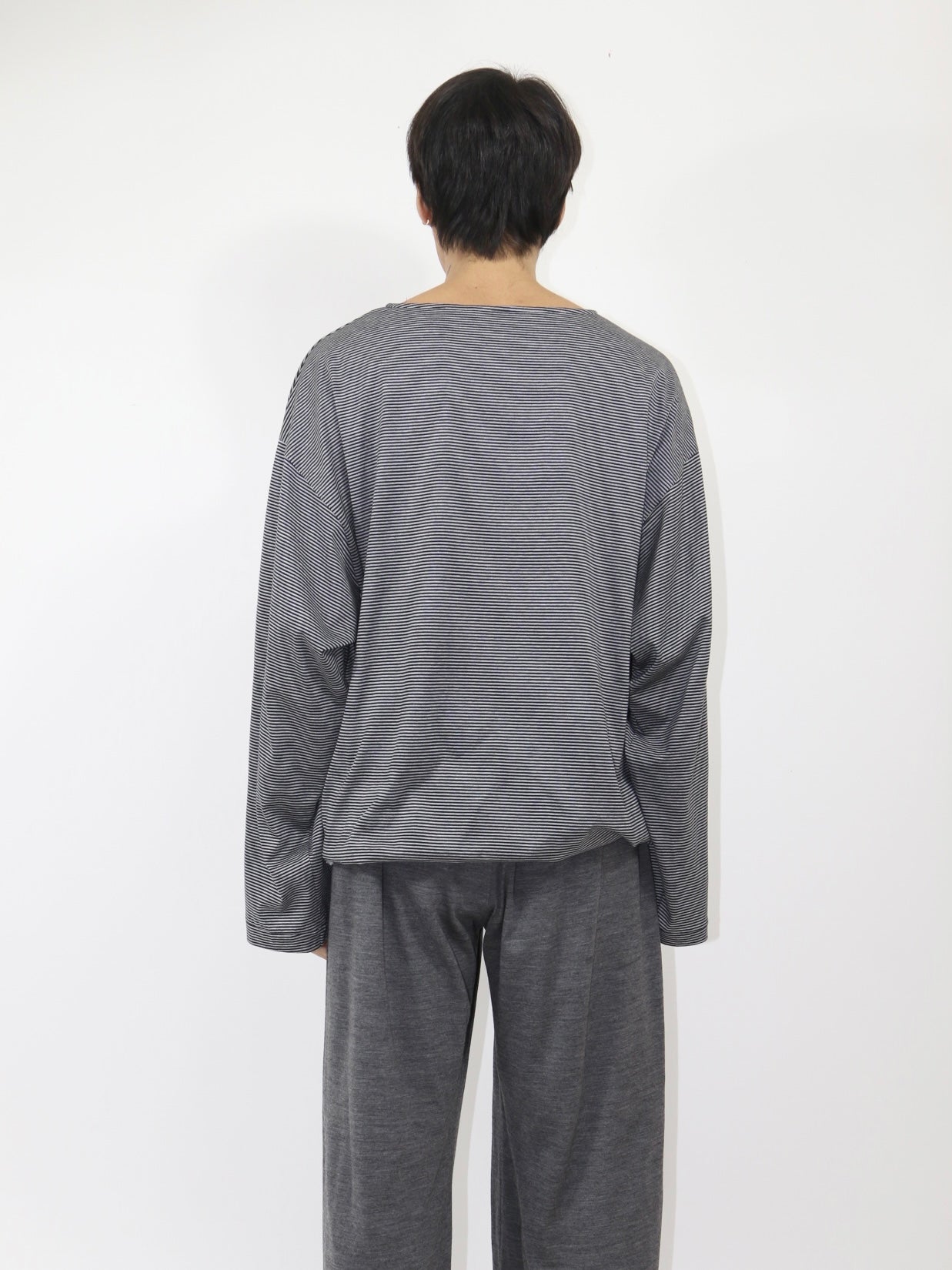 BALLOON BASUQUE TOP【A-106】BLACK/GREY narrow