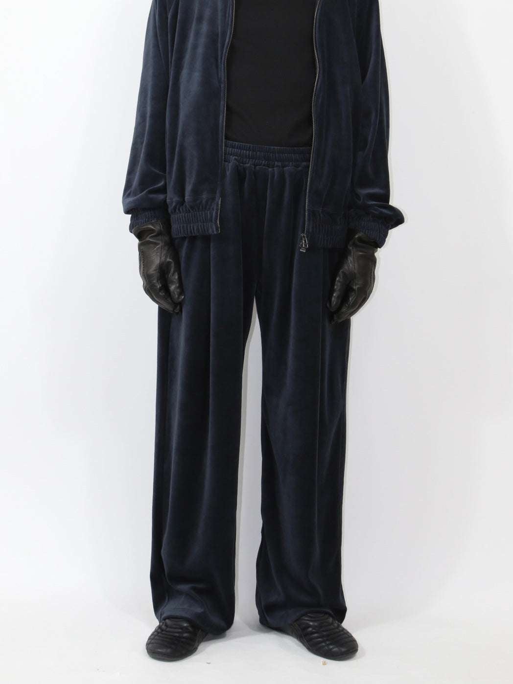VELOUR TUCK PANTS 【A-111】STEEL NAVY