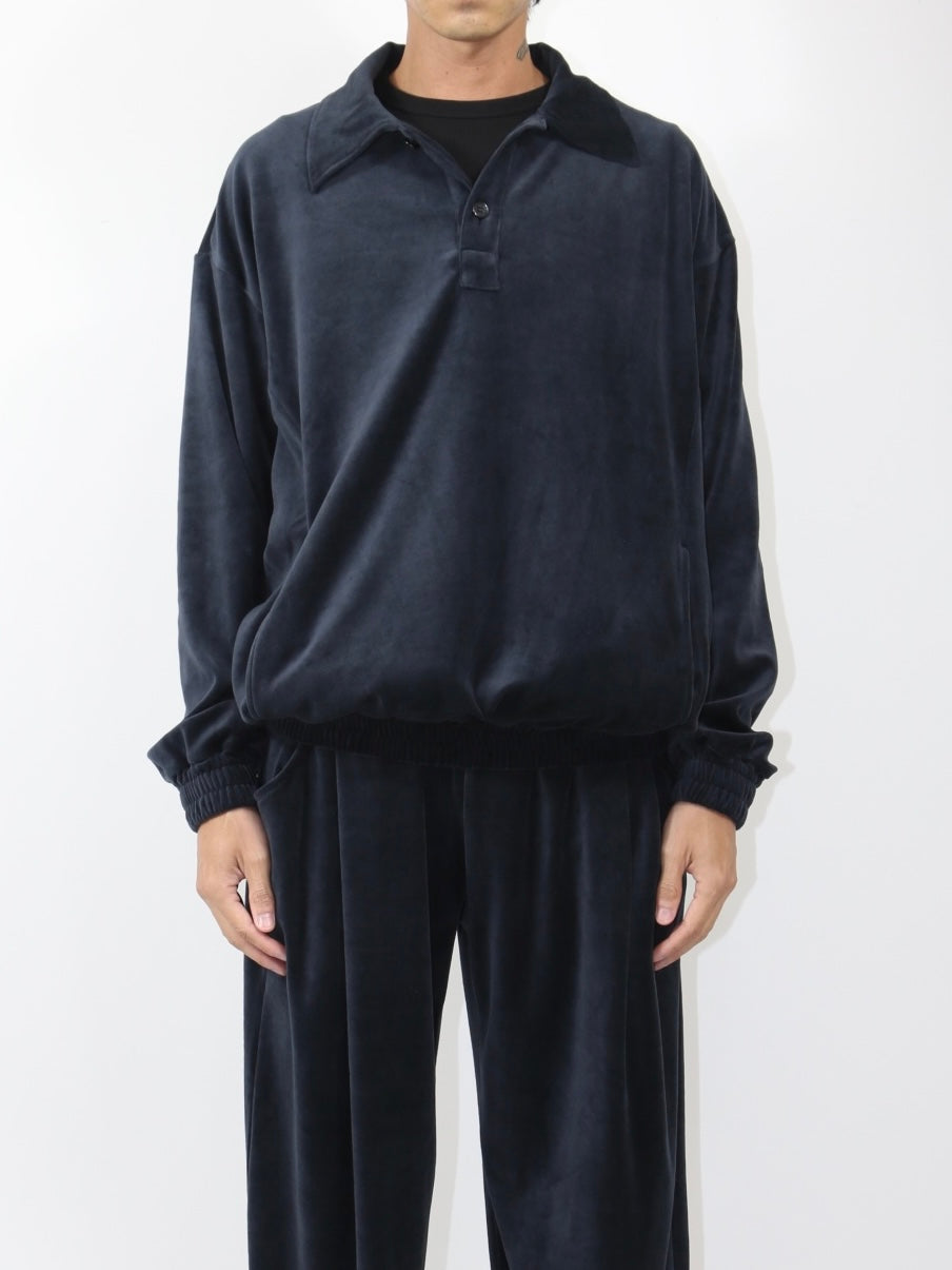 VELOUR POLO【A-95】STEEL NAVY