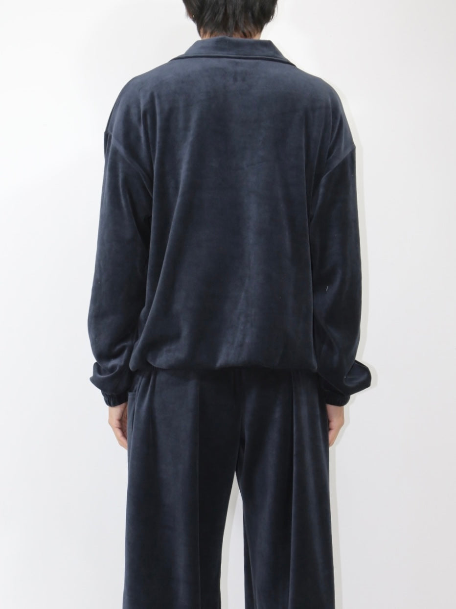 VELOUR POLO【A-95】STEEL NAVY