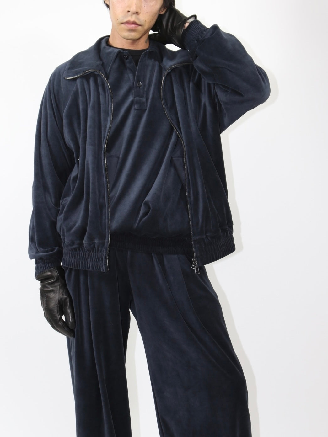 VELOUR JACKET【A-113】STEEL NAVY