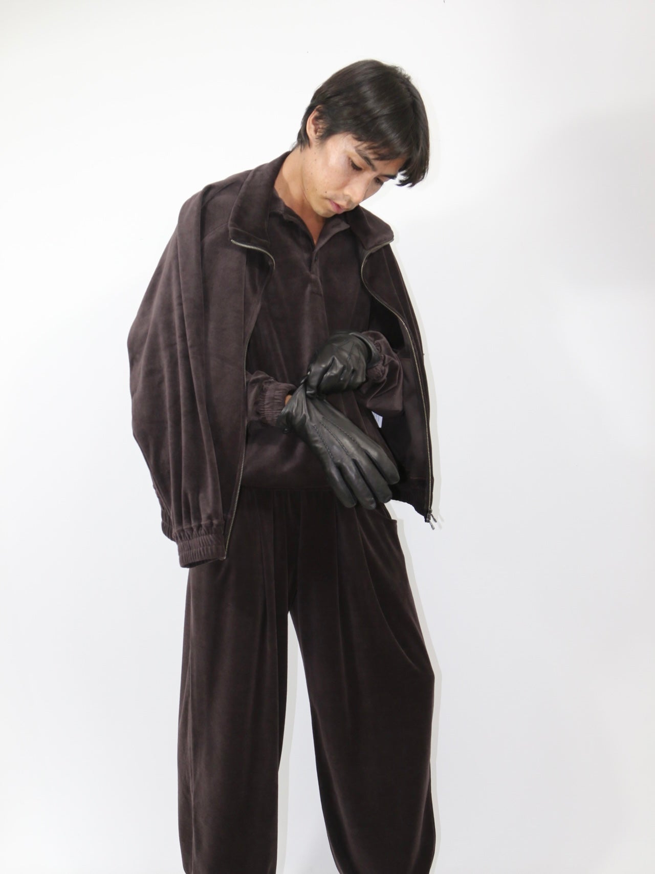 VELOUR JACKET【A-113】SHINE BROWN