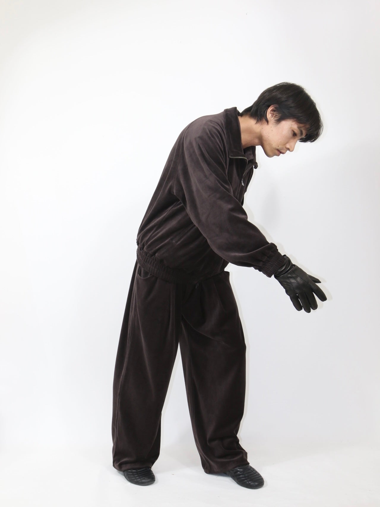 VELOUR TUCK PANTS 【A-111】SHINE BROWN