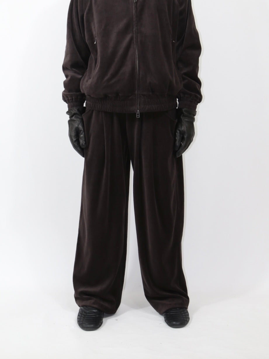 VELOUR TUCK PANTS 【A-111】SHINE BROWN