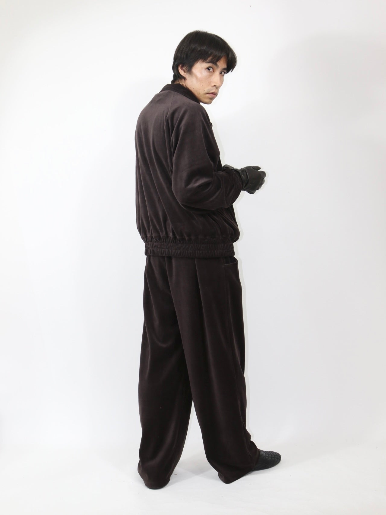VELOUR TUCK PANTS 【A-111】SHINE BROWN
