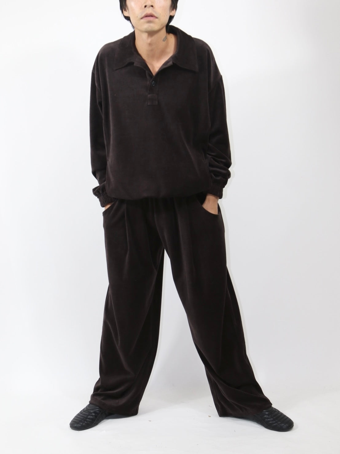 VELOUR POLO【A-95】SHINE BROWN