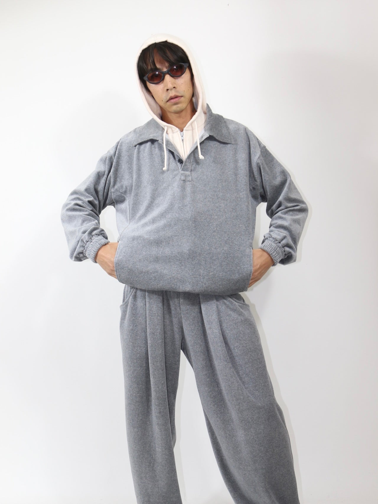 VELOUR POLO【A-95】HEATHER