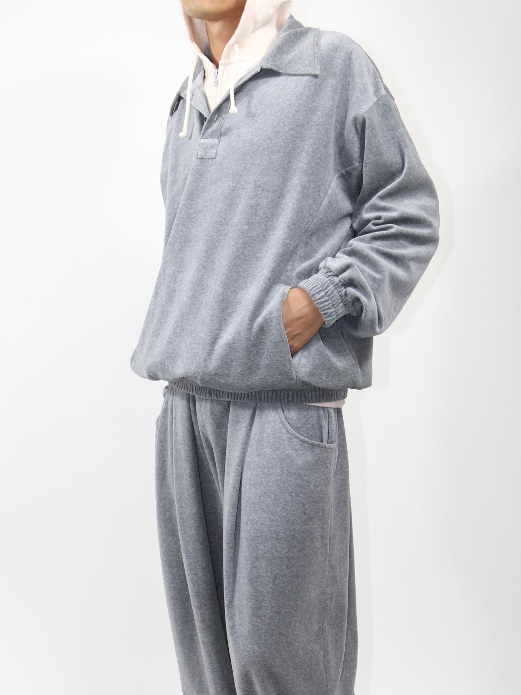 VELOUR POLO【A-95】HEATHER