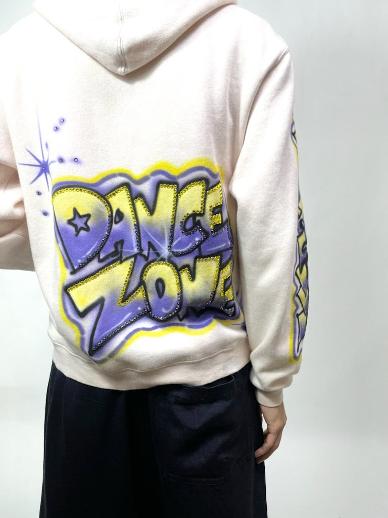 DANCE ZONE rhinestone & hand painted hoodie