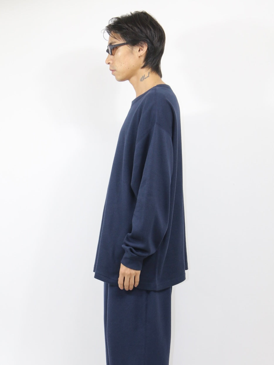 WAFFLE CHILLAX TOP【A117】NAVY