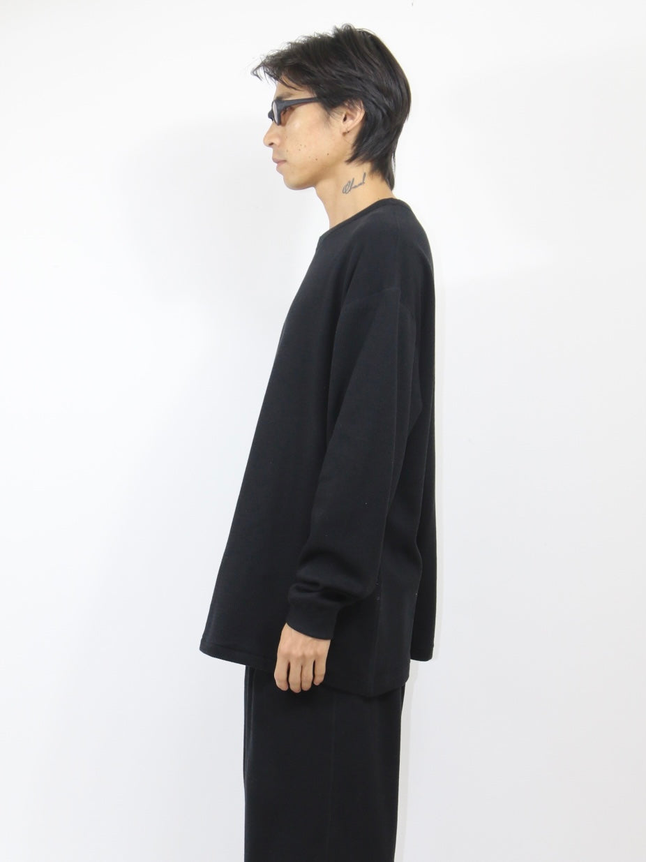 WAFFLE CHILLAX TOP【A117】BLACK