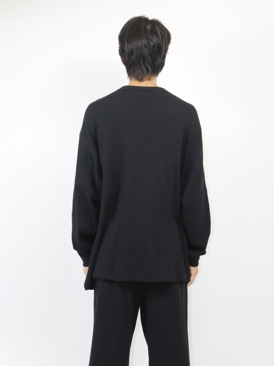 WAFFLE CHILLAX TOP【A117】BLACK