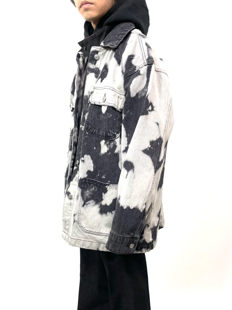 bleached denim coverall jacket〝Wild Fable〟