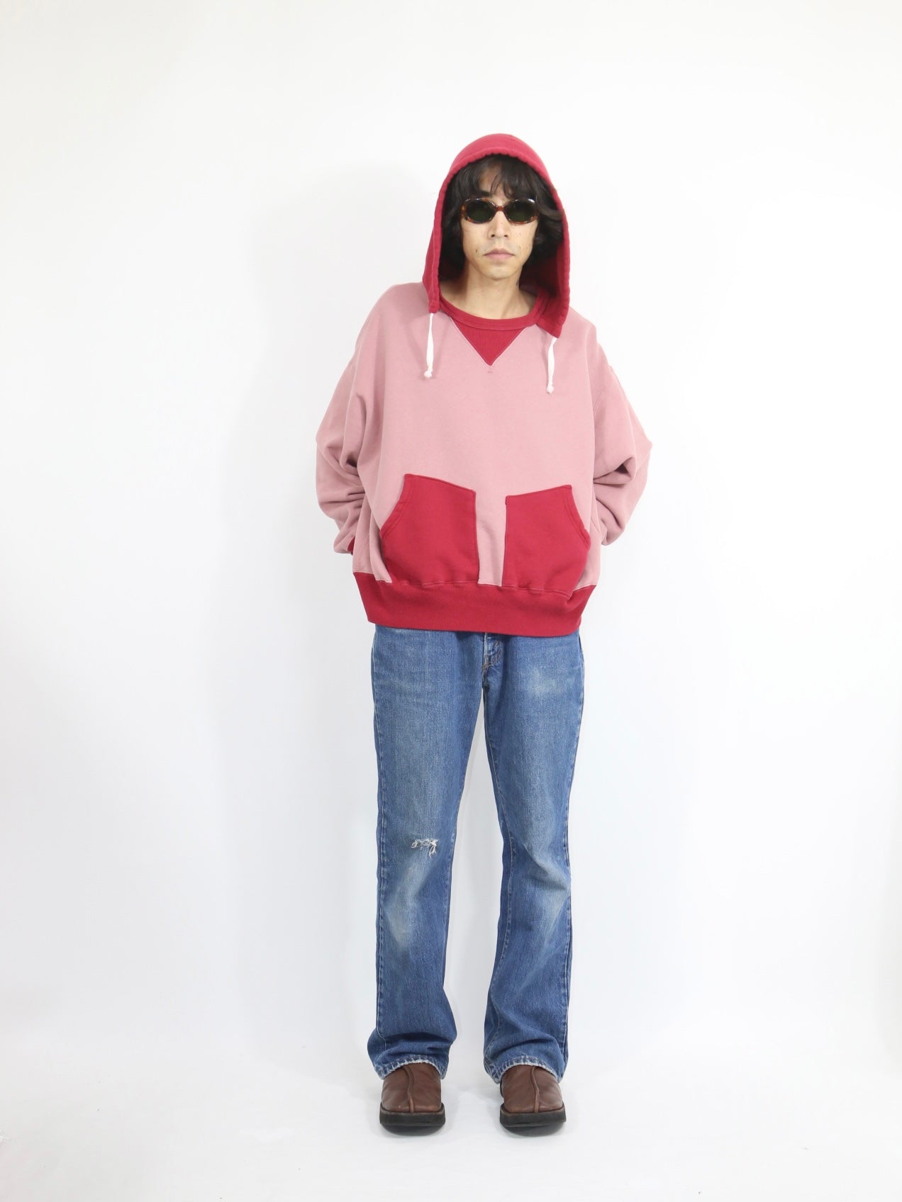 AFTER HOODED SWEAT【A114】FADE RED/SCARLET