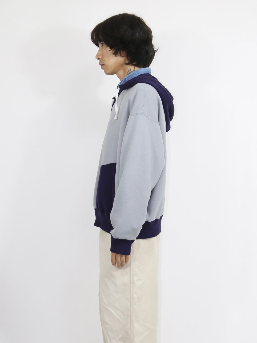 AFTER HOODED SWEAT【A114】DUSTY BLUE/EGGPLANT