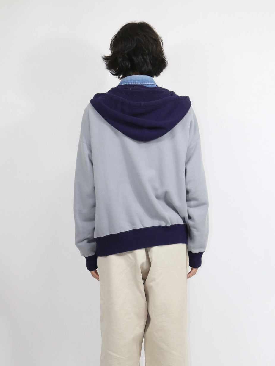 AFTER HOODED SWEAT【A114】DUSTY BLUE/EGGPLANT