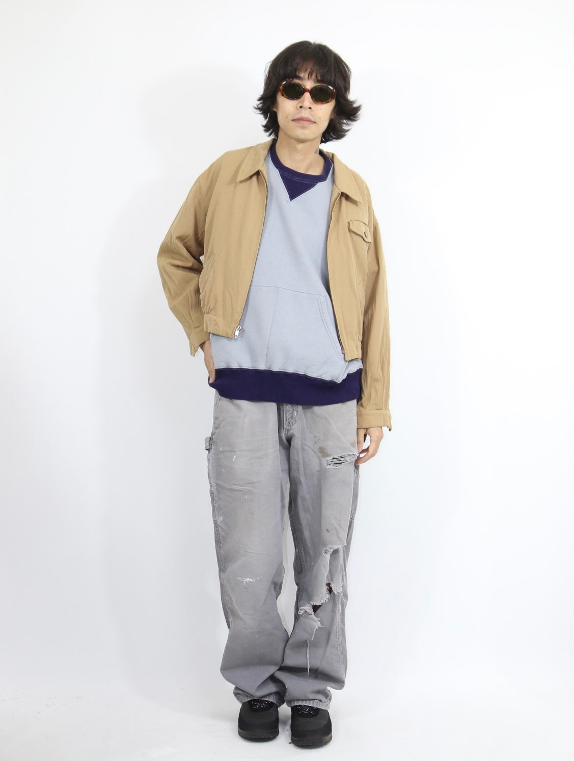 WV SWEAT【A115】DUSTY BLUE/EGGPLANT