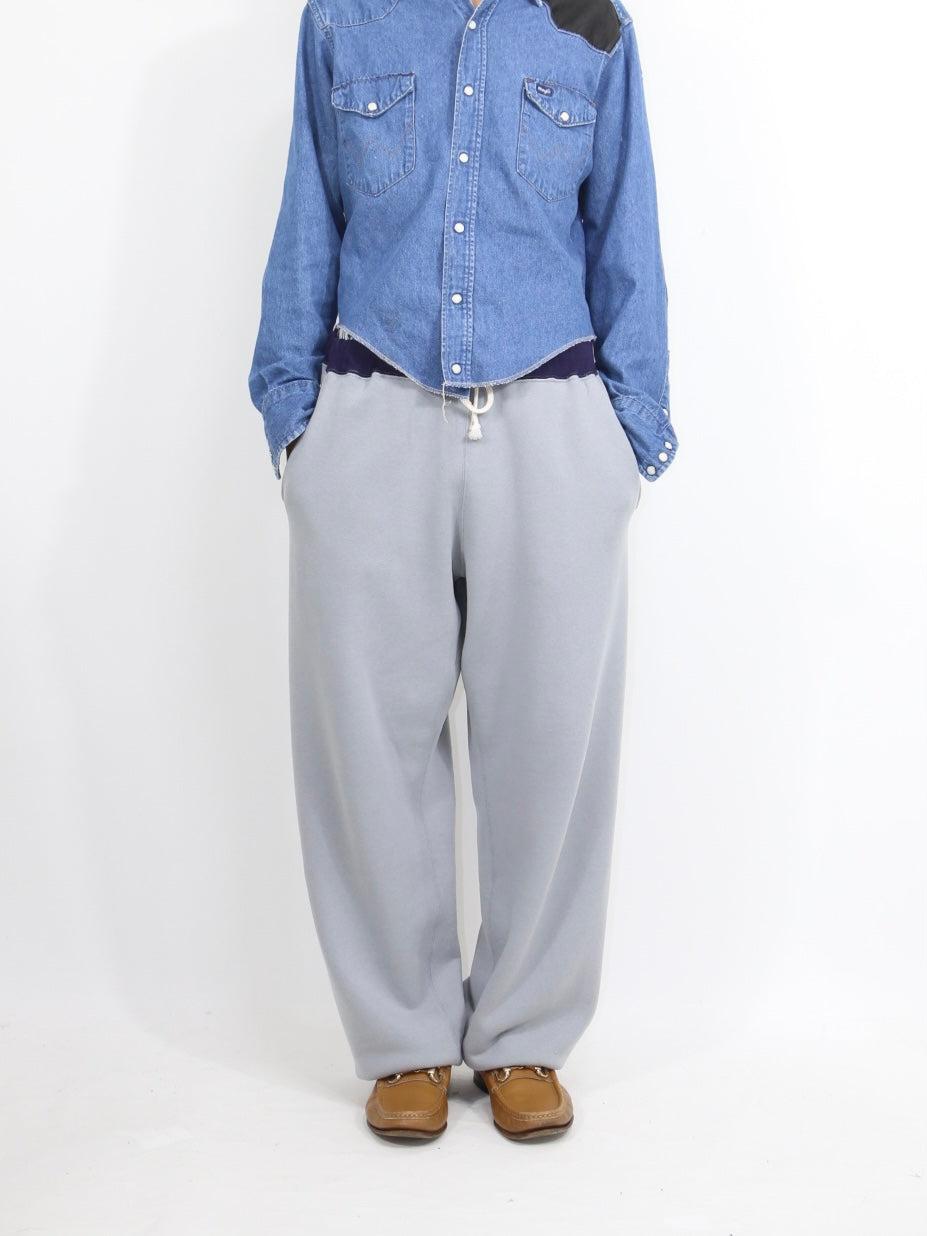 SIDESEAMLESS SWEAT PANTS【A-116】DUSTY BLUE/EGGPLANT