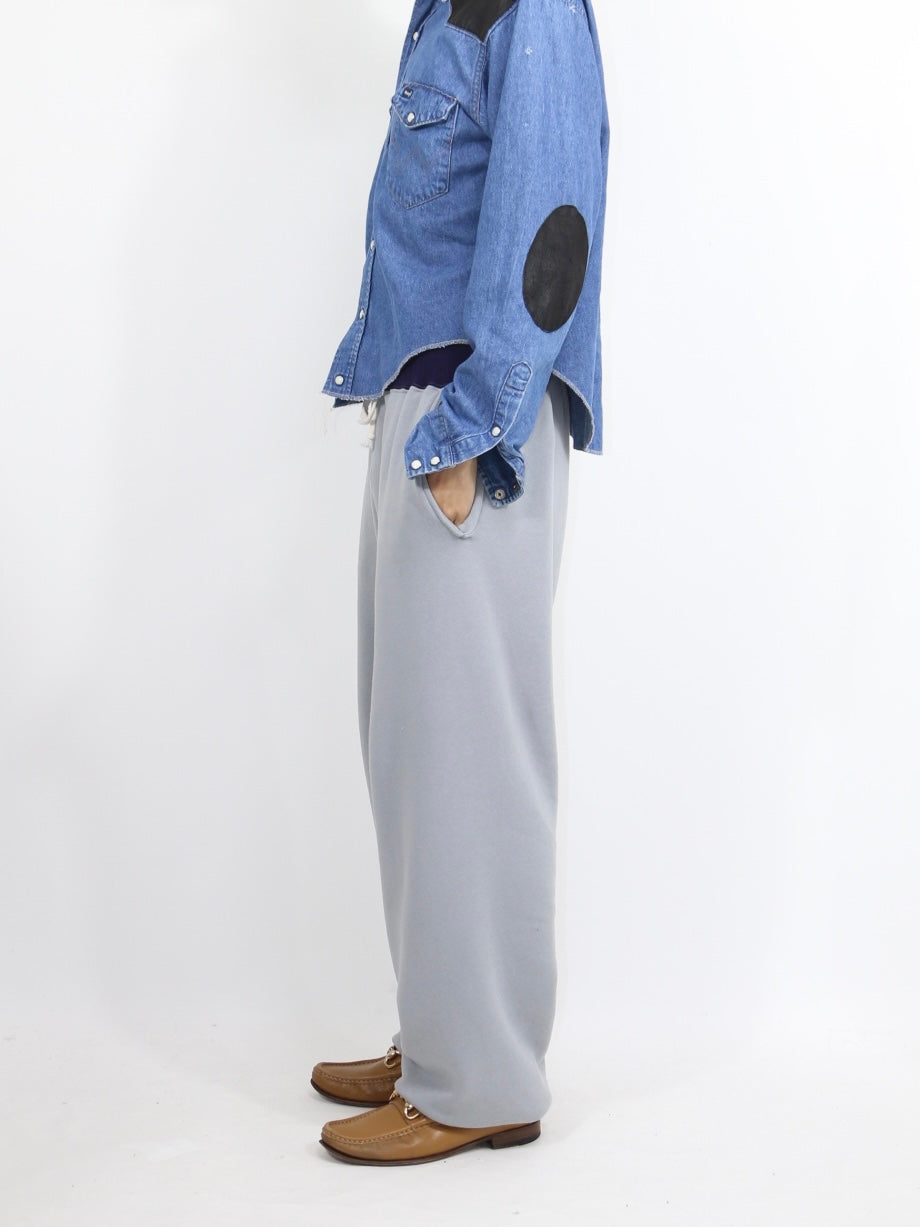 SIDESEAMLESS SWEAT PANTS【A-116】DUSTY BLUE/EGGPLANT