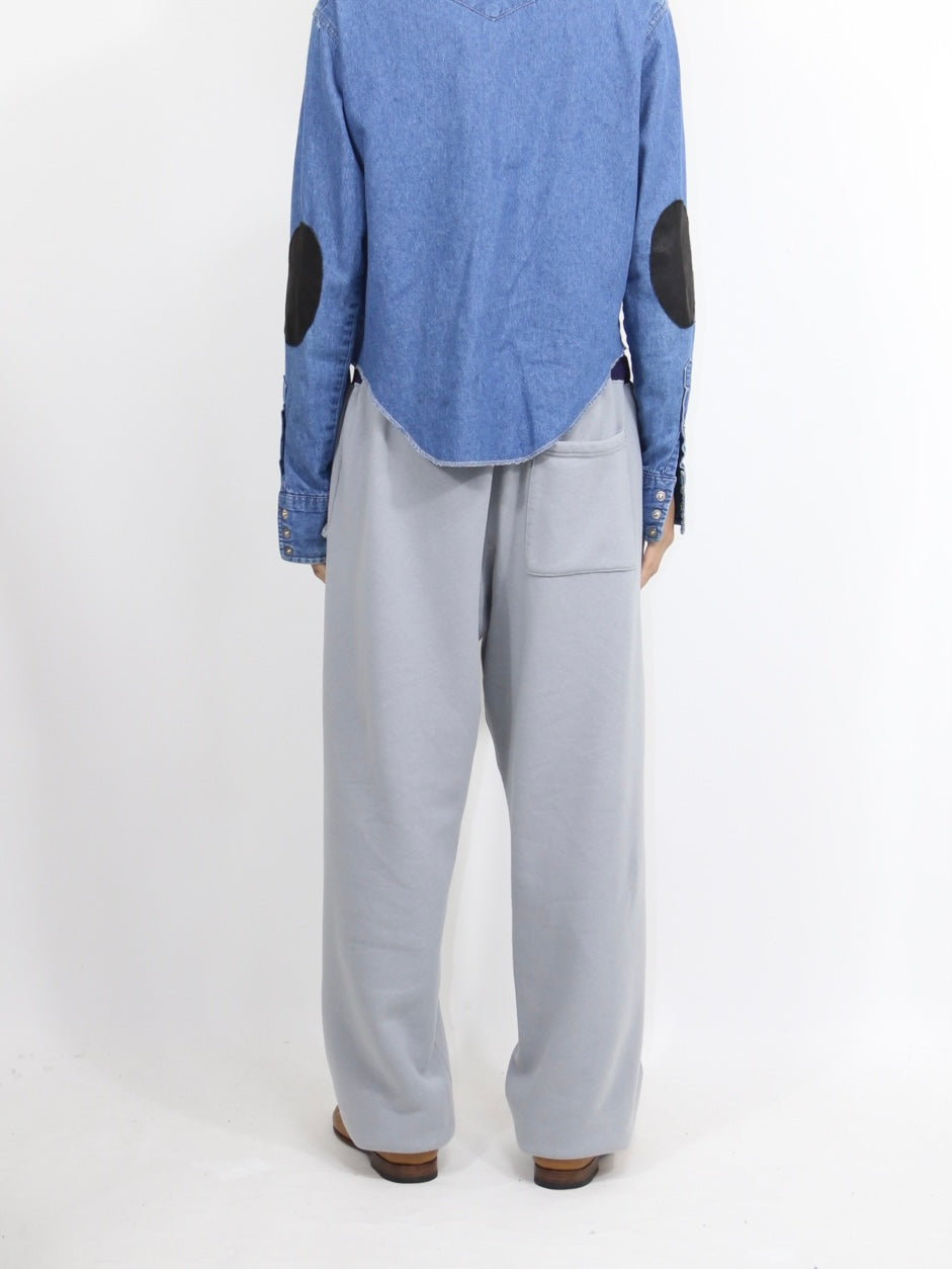 SIDESEAMLESS SWEAT PANTS【A-116】DUSTY BLUE/EGGPLANT