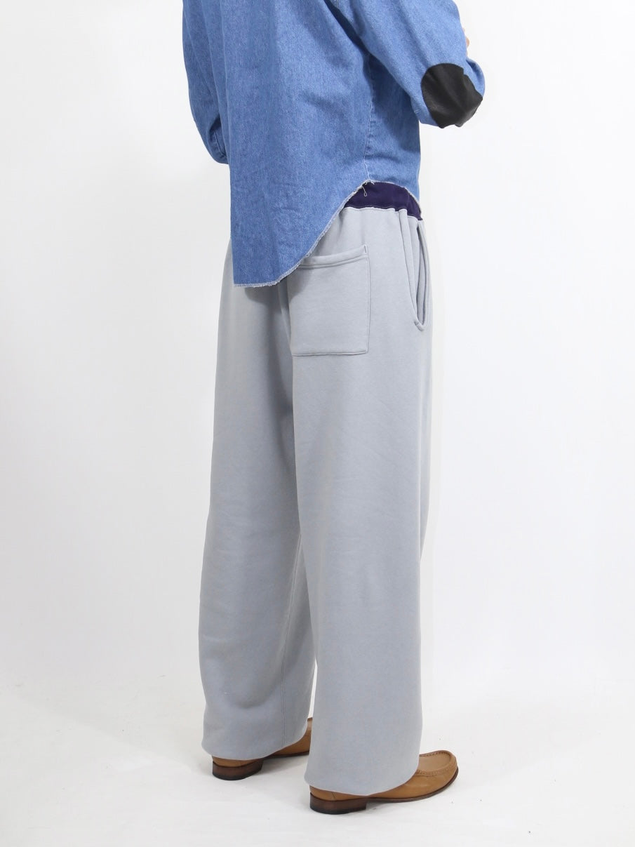 SIDESEAMLESS SWEAT PANTS【A-116】DUSTY BLUE/EGGPLANT