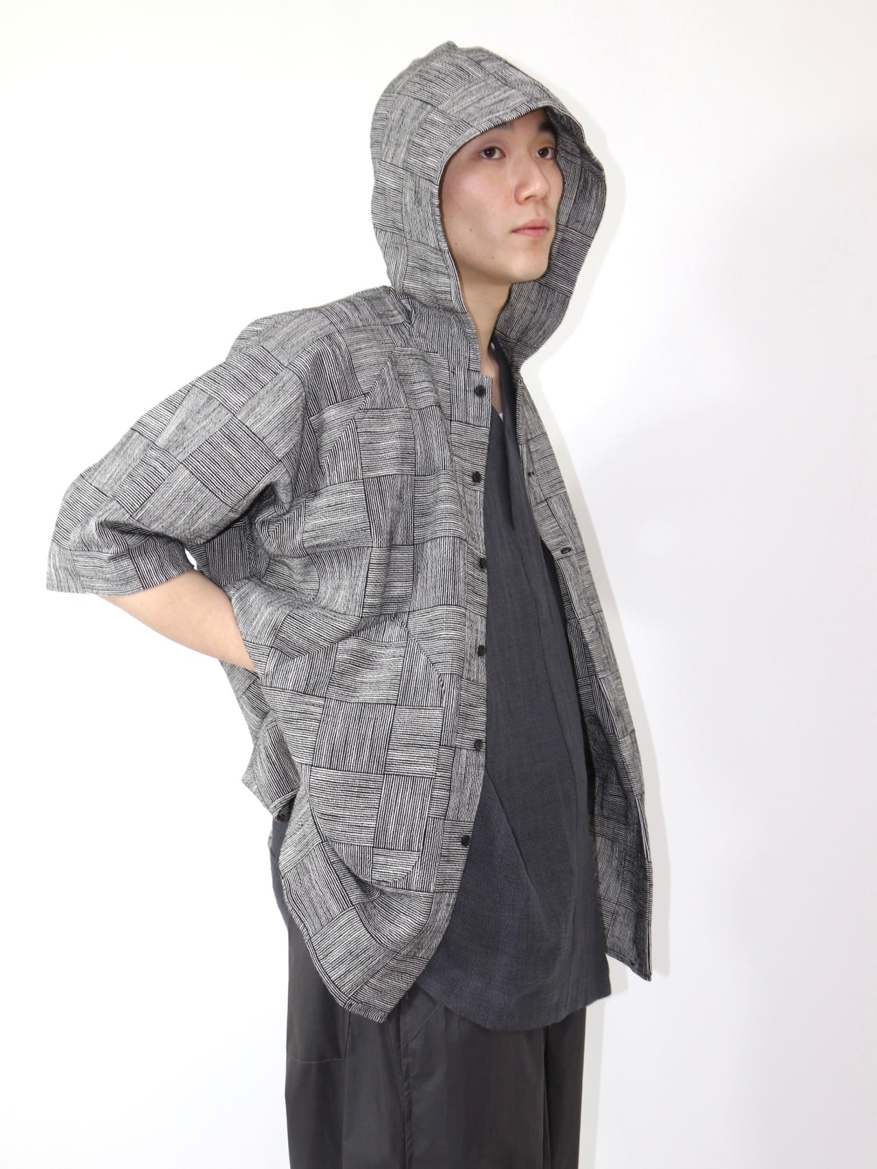 HOODED SHIRTS 【O19SRT6】BLACK&WHITE