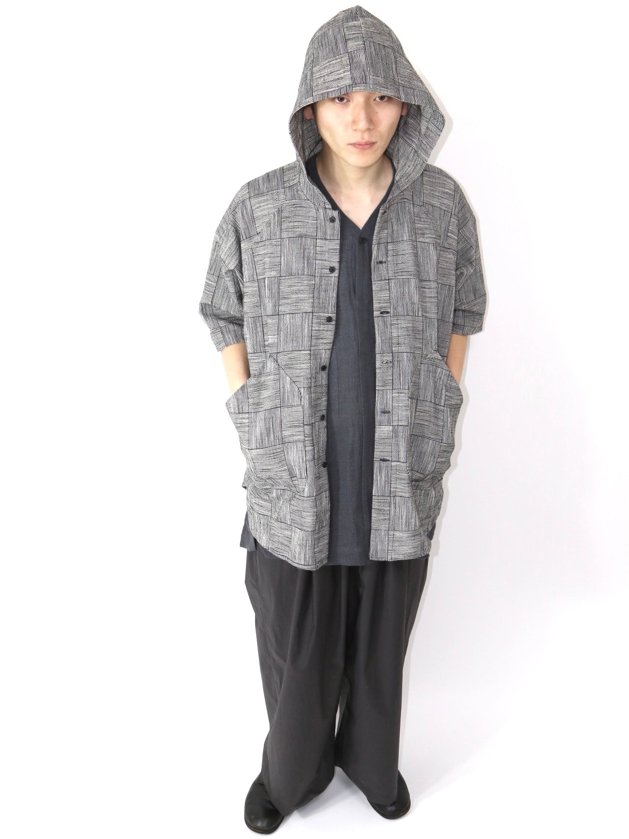 HOODED SHIRTS 【O19SRT6】BLACK&WHITE
