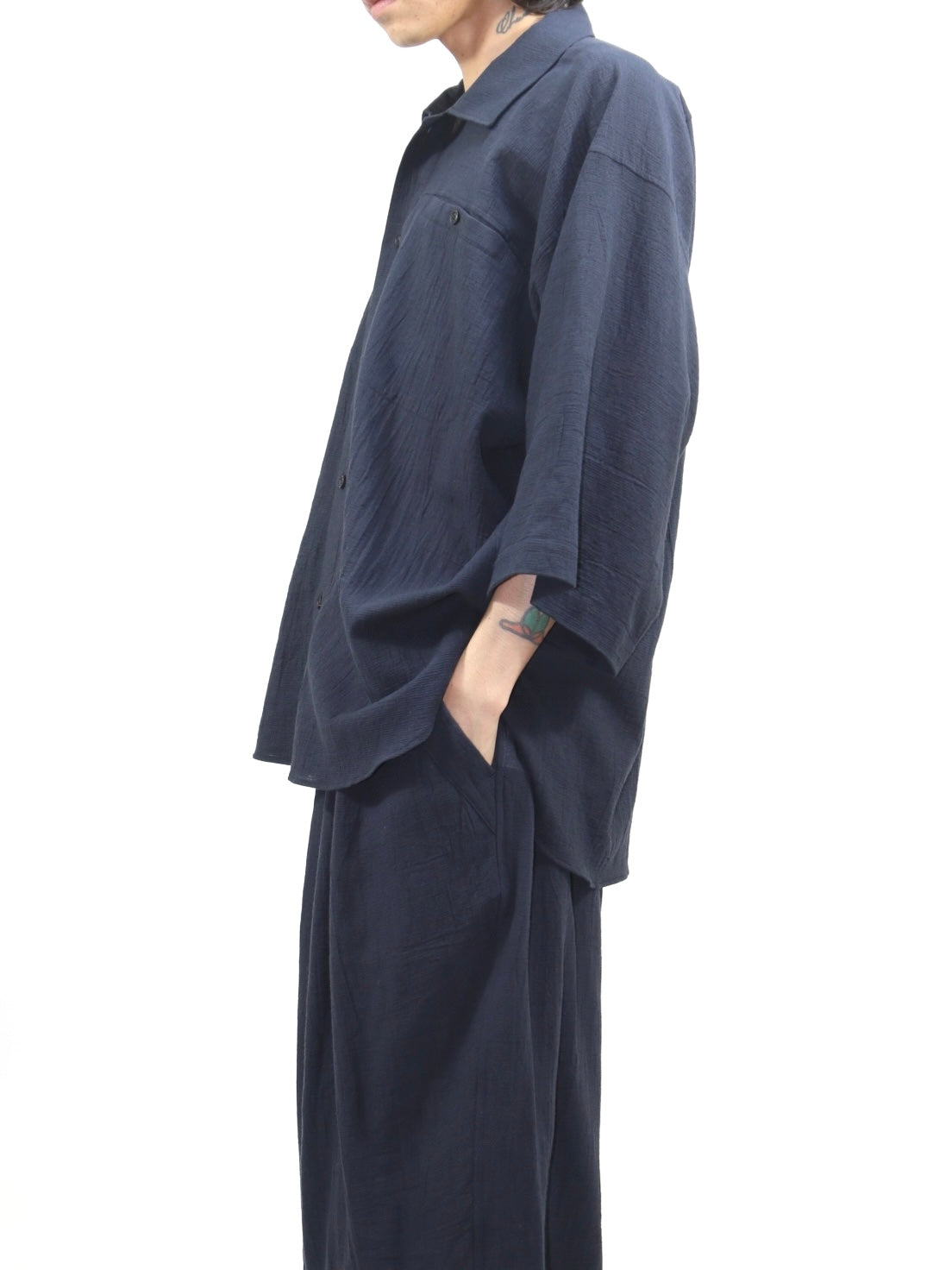 OVERSIZED SHORT SLEEVE SHIRT【O21SRT1】MIDNIGHT