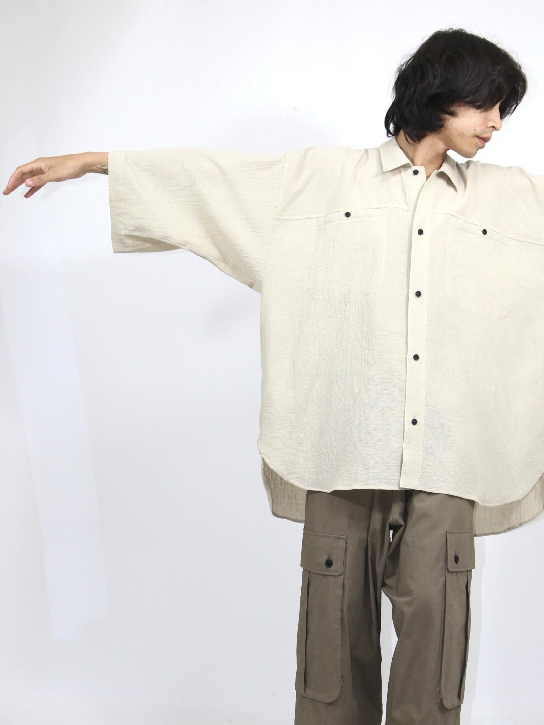OVERSIZED SHORT SLEEVE SHIRT【O21SRT1】KINARI