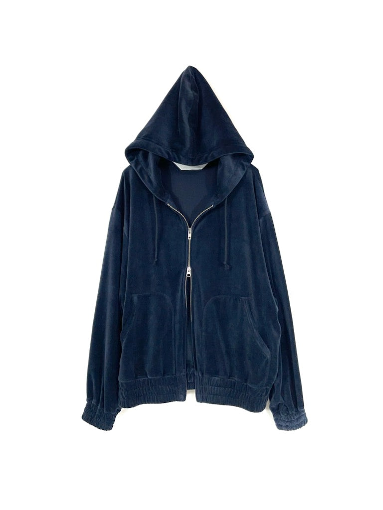 VELOUR ZIP HOODIE【A96】STEEL NAVY