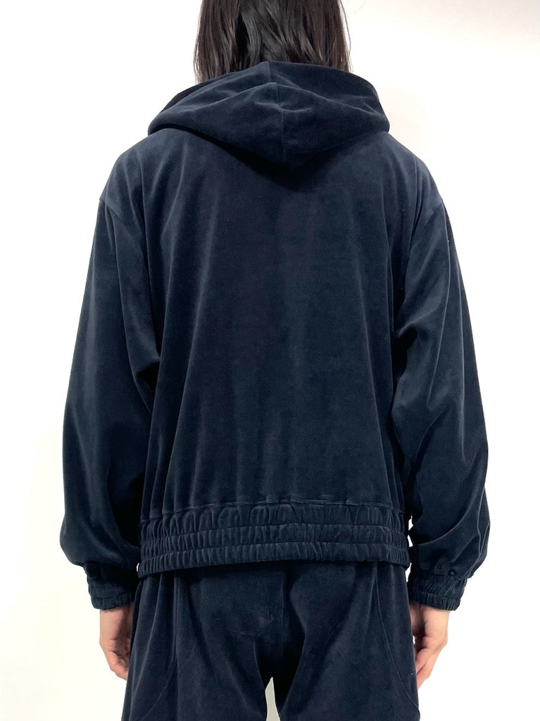 VELOUR ZIP HOODIE【A96】STEEL NAVY